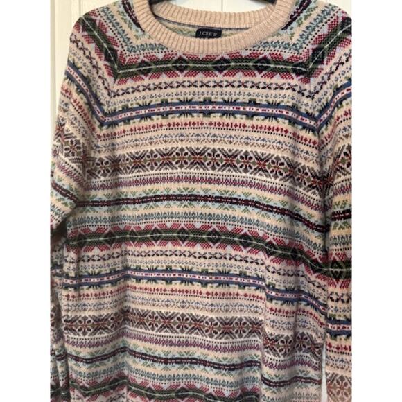 J. Crew Wool-Blend Fair Isle Crewneck Sweater L - Picture 3 of 9